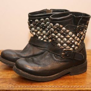 ASH Titanic Leather Stud Moto Boot Distressed Embellished size 39.5 $349